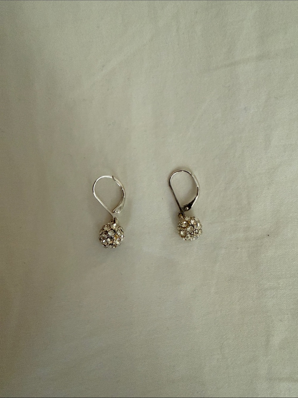Silver-Tone Crystal Ball Drop Earrings - Elegant Sparkle